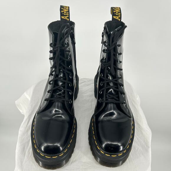 Women's 7M Black Doc Dr. Marten's Jadon Smooth Leather Platforms Boots - Picture 3 of 8